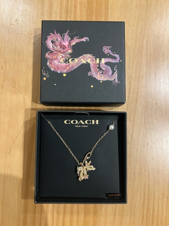 Coach Jewelry - Coach Lunar New Year Dragon Gold-tone Charm Necklace w Pearl Asia Price Firm
